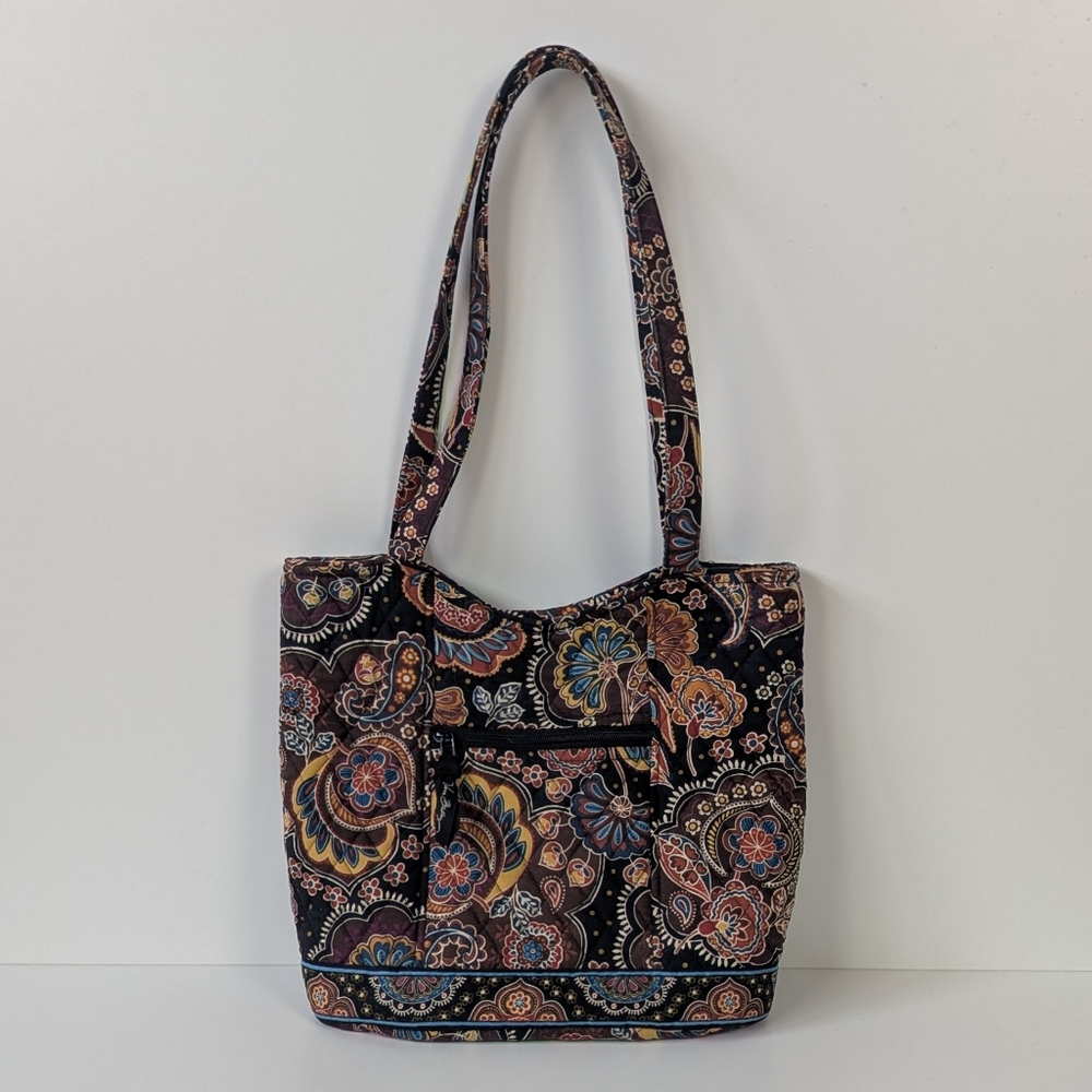Vera Bradley Kensington Brown Black Floral Patterned Tote Bag